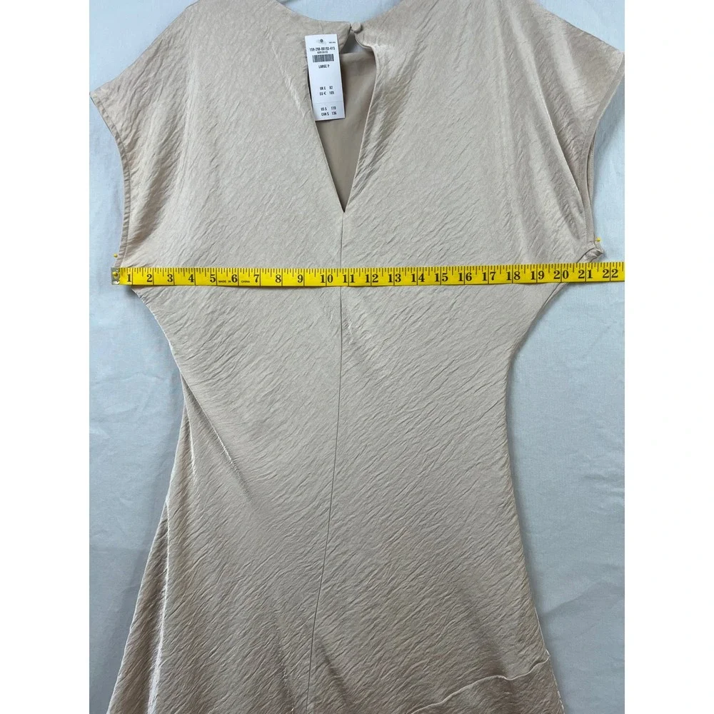 Abercrombie & Fitch Maxi Dress Women LP Champagne Crinkle Satin Asymmetric Lined